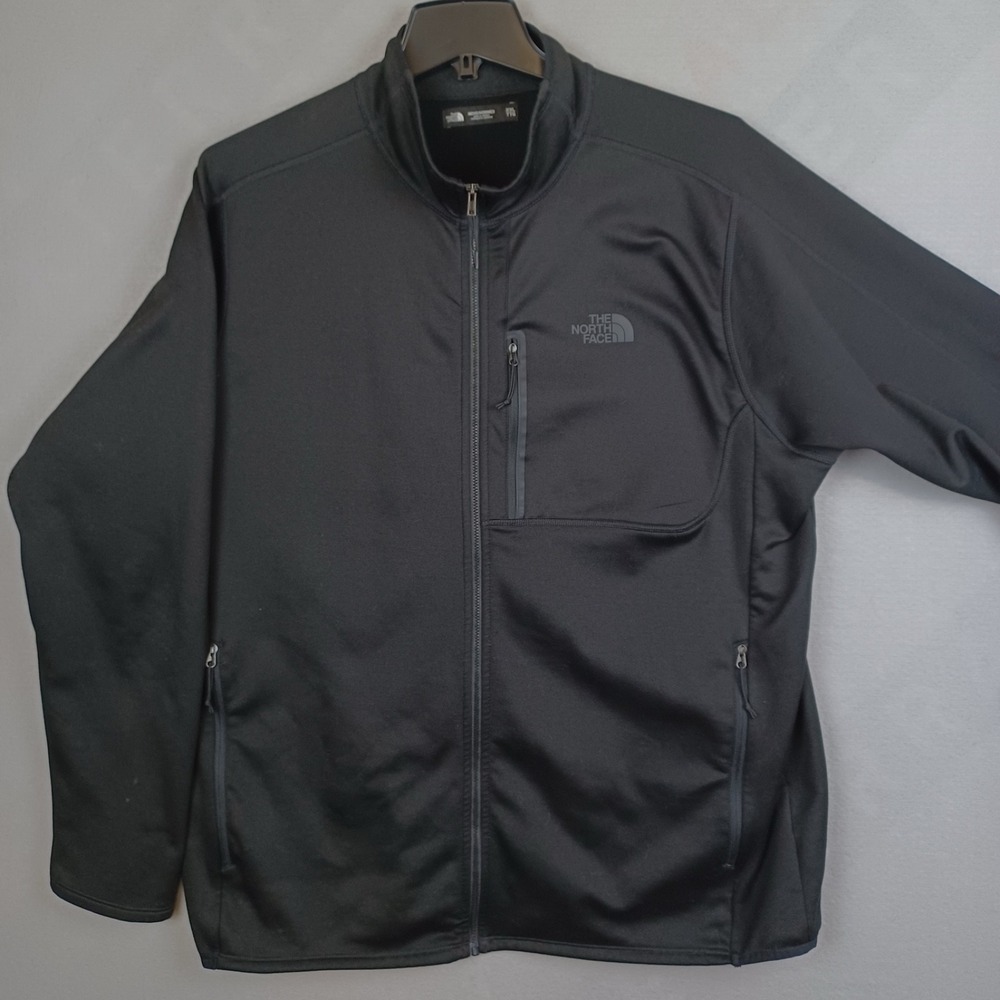 The North Face Men's Black Full Zip Fleece Jacket Stand-Up Collar Size 2XL